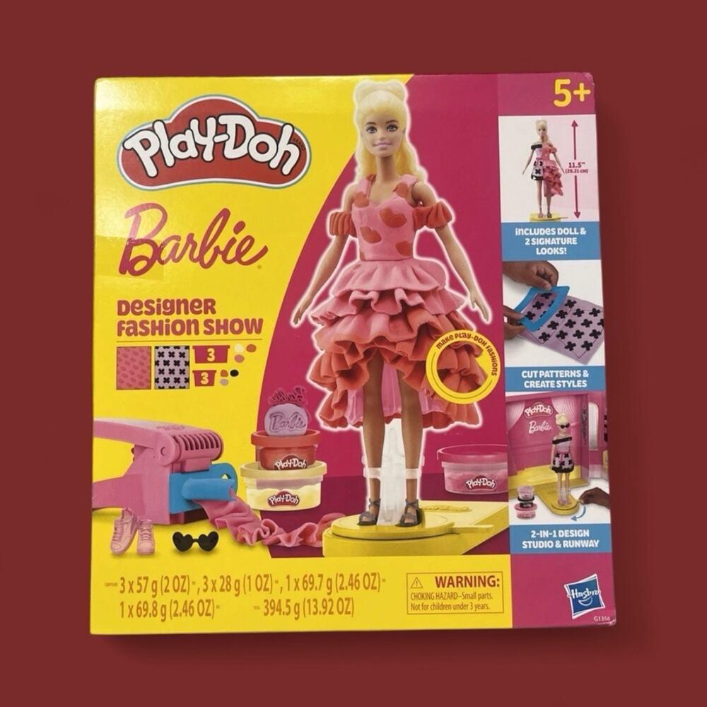 Play-Doh Barbie Designer Fashion Show Playset Hasbro 11.5” Doll, Patterns Runway